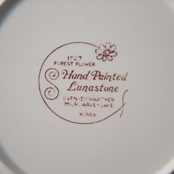 Set of 2 Vintage Lunastone Forest Flower Floral Stoneware 10 5/8" Dinner Plates - Picture 7 of 12